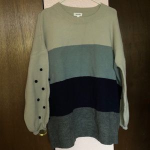 Amaryllis women’s oversized sweater, size M, blue/neutral sweater
